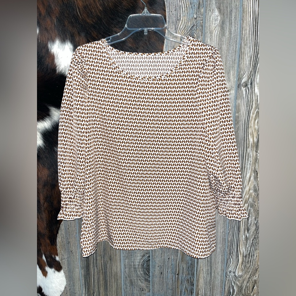 Shein size large abstract printed 3/4 sleeve blouse new without tags